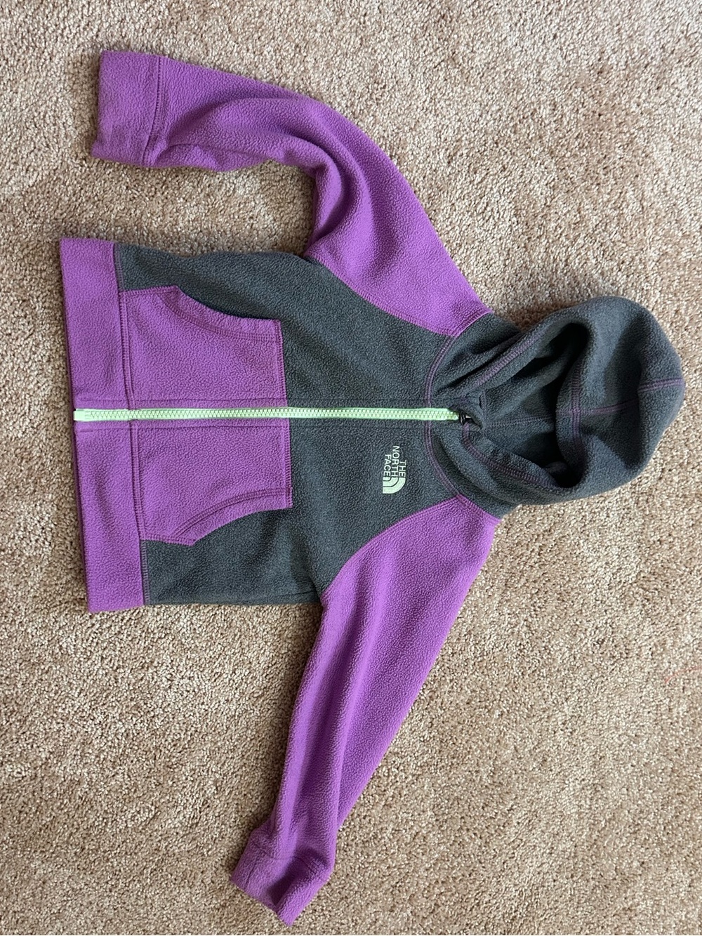 The North Face Purple & Gray Kids Hooded Fleece Jacket